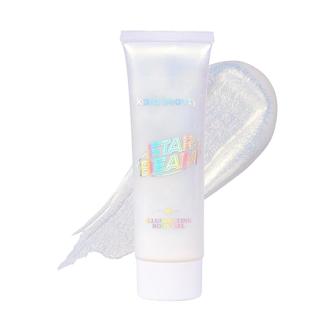 Kara Beauty STARBEAM Illuminating Body Gel with Argan Oil, Lightweight Non Sticky Body Shimmer and Glitter Gel for Radiant Glow, Buildable Body Makeup for Festivals Raves Beach and Pool Lunar Mist