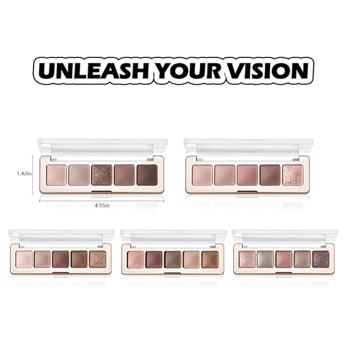 Mivota Warm Brown Nude Eyeshadow Palette 5 Colors Peach Pink Shimmer and Matte Brown Highly Pigmented Long Lasting Blendable Bronze Neutral Eyeshadow for Natural Daily Makeup, 4#