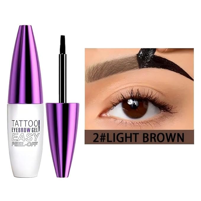 2 Pack Tattoo Eyebrow Gel Easy Peel Off, Waterproof & Sweatproof Eyebrow Tint Peel Off, Easy Peel-Off Eyebrow Gel, Suitable For All Skin Types (Light brown)