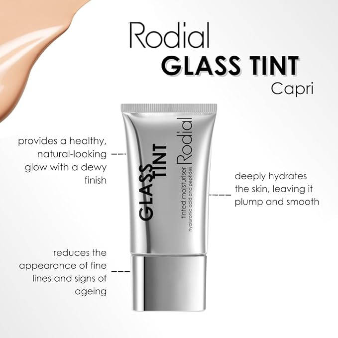 Rodial Glass Skin Tint - Tinted Moisturizer Shade 1 Capri, Lightweight Foundation for Natural Makeup (1 fl oz)