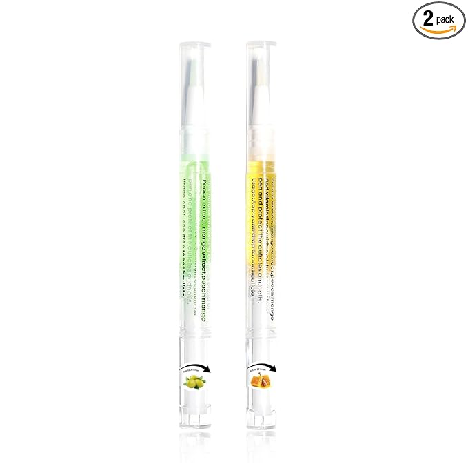 Nail Oil Cuticle Pen 2pcs Nail Cuticle Oils Pens Are Nail Strengthening Agents And Nail Growth Essence, Suitable For Fragile Peeling And Broken Thin Nails（Honey & Olives）.