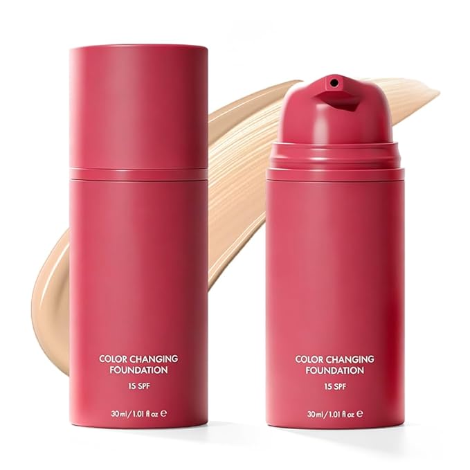 Color Changing Foundation, 2026 New Skin Tone Adapting Liquid Foundation for Women, Automatically Adjusts Makeup Application, Concealing Fine Lines And Wrinkles, Moisturizing And Hydrating (1pc)