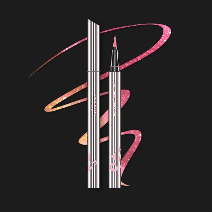 CHARMACY New Chameleon Liquid Eyeliner, Liquid Glitter Eyeliner, Highly Pigmented, Metallic MultiColor Shifting waterproof Eyeliner, Ultra-Fine Tip, Longwearing, Smudge-proof (A01 Blush Aurora)