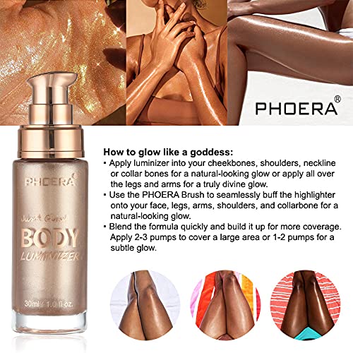 2 Pack Body Luminizer, High Gloss Waterproof Body Luminizer Glitter Face Shimmer Moisturizer Lotion Tan Cream Foundation Makeup Bronzer(101 Rose Gold)