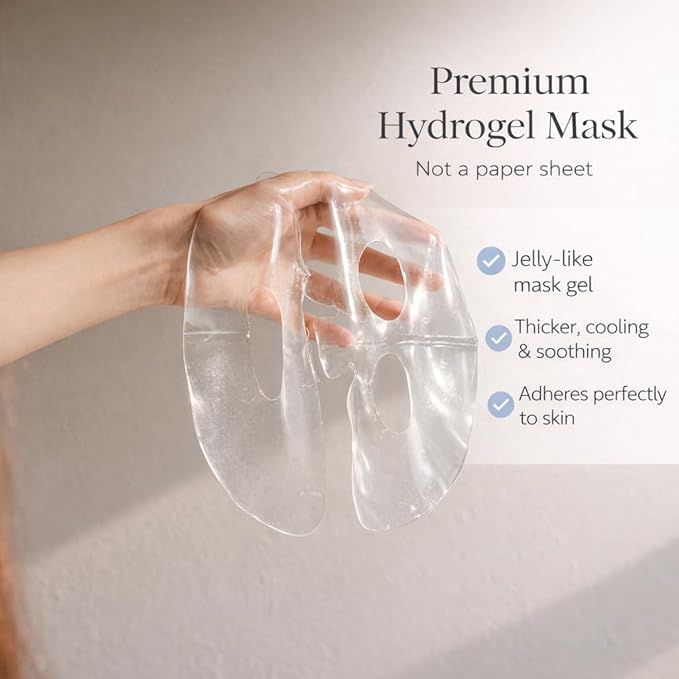 Hydrogel Sheet Mask with Exosome Complex, Intensive Hydration & Firming Facial Mask, Cooling Soothing Korean Skincare, 25g x 5 Sheets