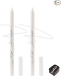 2Pcs White Eyeliner for Waterline, Cream Gel Eyeliner Waterline Waterproof Smudge-Proof Eye Liner Pen, Safe for Sensitive Eyes, Matte Rich Colored Eye Brightener Pen Multi-Use Makeup with Sharpener