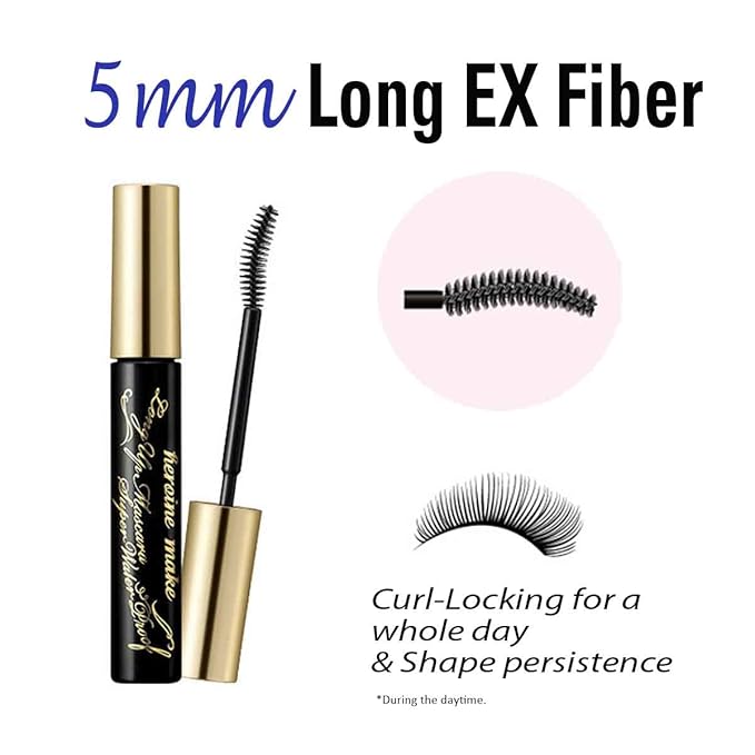 HEROINE MAKE by KISSME Mascara Black Volume and Length | Waterproof Mascara by Defining Fiber for Long and Curl Eye Makeup for Women, Made in Japan, Black, 2 EA