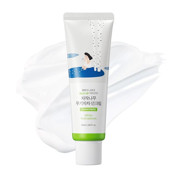 ROUND LAB Birch Juice Mild-up UV LOCK SPF 50+, mineral sunscreen, broad spectrum, Zinc Oxide, reef safe sunscreen, lightweight, oil control for Sensitive Skin, Korean Sunscreen 1.69 Fl Oz