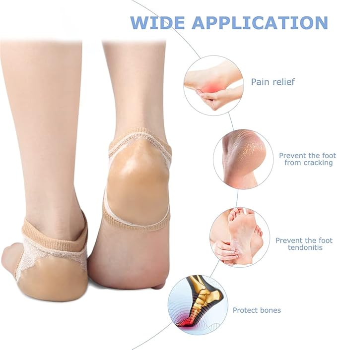 Moisturizing Heel Socks, 2 Pairs Soft Gel Lined Heel Socks for Dry Rough Cracked Feet, Gel Heel Repair Socks Overnight Moisturizing Spa Socks for Softening and Repairing Chapped Feet Skin Care (Skin)