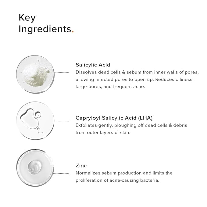 Minimalist 2% Salicylic Acid Face Wash for Oily, Acne Prone Skin | Anti Acne Face Wash With LHA & Zinc | Sulphate free Gentle BHA Liquid Exfoliant | For Women & Men | 3.4 Fl Oz / 100 ml