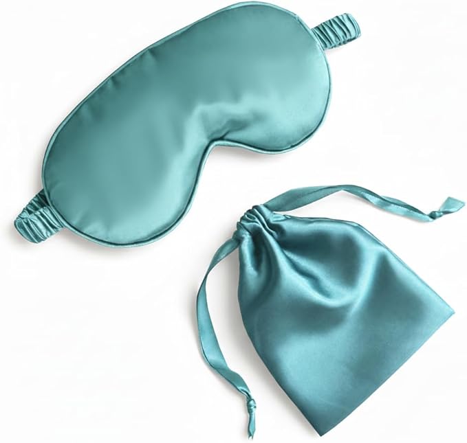 [1 Pack] QSYW Sleep Masks, Satin Eye Mask for Sleeping - Silky Eye Masks Bulk with Storage Bag & Elastic Strap,Green