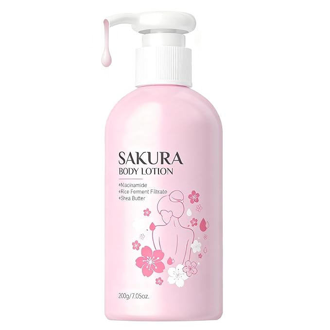 Sakura Blossom Body Lotion, Firming Moisturizer & Hydrating with Niacinamide & Vitamin C Nourish Skin, Non- Sticky Refreshing, Quickly Absorbed