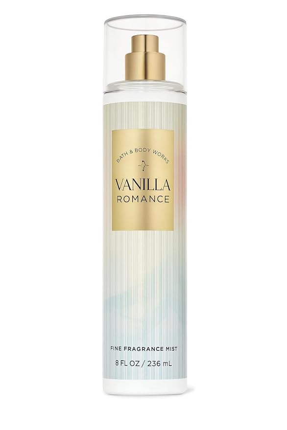 Bath & Body Works Vanilla Romance Fine Fragrance Mist 8 fl oz – Sweet Vanilla, Jasmine Petals & Amber Blend – Body Spray for Women & Men – Light Scented Mist for Daily Refresh or Layering