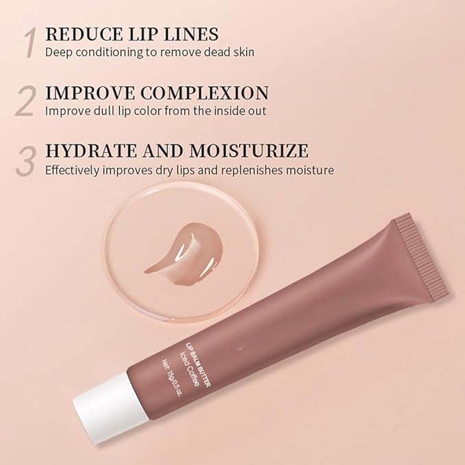 FeiCuiYun Summer Lip Butter Lip Balm, Ultra-Hydrating Natural Vegan Lip Balm, Sheer-Tinted Shine & Hydration, Soothes & Softens Dry Lips Skincare, Bálsamo labial hidratante #3 Iced Coffee