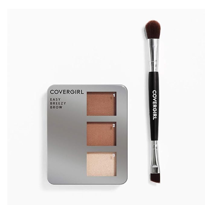 COVERGIRL - Easy Breezy Brow Powder Kit, three shades brow definer, professional double-ended angled brush, effortless, 100% Cruelty-Free