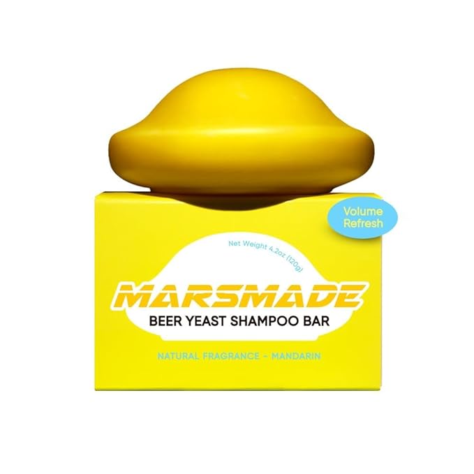 MARS MADE Beer Yeast Shampoo Bar 2.0 - Hydrating & Moisturizing Natural Hair Soap Bar Shampoo for Hair Volume & Scalp Nourishment - Bathing Soap Solid Shampoo for All Hair Types (120g, 4.23oz)