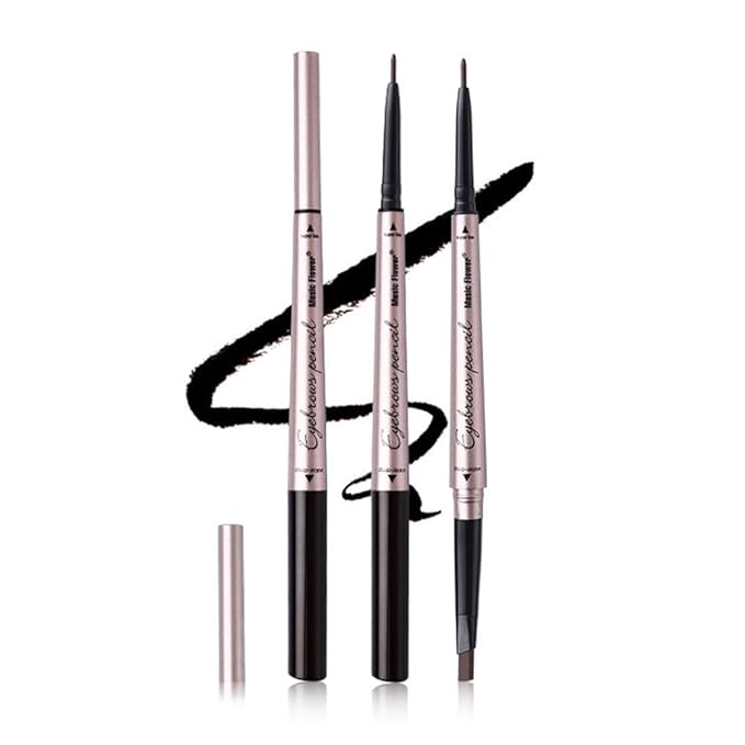 Vtrem Double-headed Eyebrow Pencil: Waterproof Smudge-Proof Long Lasting Eye Brow Pen Fine Carving Eyebrow Pencil for Natural (4# Khaki Coffee)