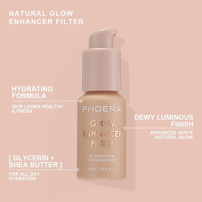PHOERA Skin Glow Tint Foundation,Natural Radiant Longwear Filter Effect Silk Perfect Glow Flawless Foundation. (01 Fair)