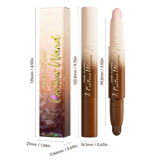 FeiCuiYun 2Pcs Dual-Ended 2-in-1 Cream Contour & Highlighter Stick Makeup For Face & Body – Waterproof, Long-Lasting, Suitable for All Skin Tones, (01+03)