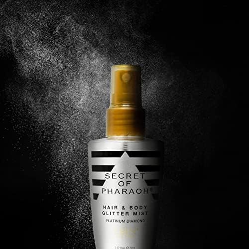Egyptian Diamond Hair, Face & Body Glitter Mist - Platinum 2.37oz | Quick-Drying, Long-Lasting Shiny Spray for Clothes, Rave, Festival, Travel Essentials | TikTok Trend Items