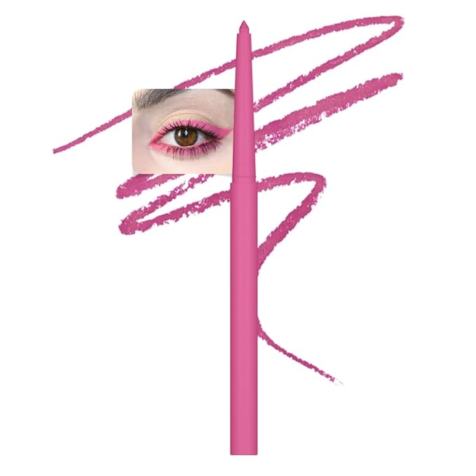 evpct Pink Eyeliner Pencils for Eyes, Pink Nude Under Colored Eye Liner Pencil Makeup Waterproof Smudge Proof, Colored Gel Waterline Eyeliner Liquid, Face Eye Paint Stick Lipstick Halloween Makeup 02