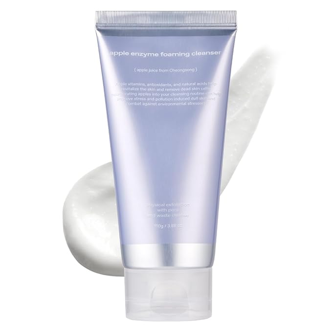 glow apple enzyme foaming cleanser | natural rice powder scrub for mild exfoliation | slightly alkaline formula for deep pore cleansing | enriched with lipase & polyphenols | 3.9 oz