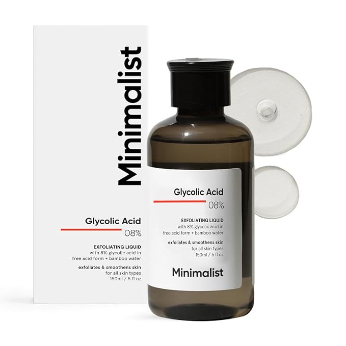 Glycolic Acid 8% Toner for Glowing Skin | Minimalist Multi-Functional Exfoliating Toner with Bamboo Water for Body, Face, Underarms & Scalp | for Women & Men | 5 Fl Oz / 150 ml