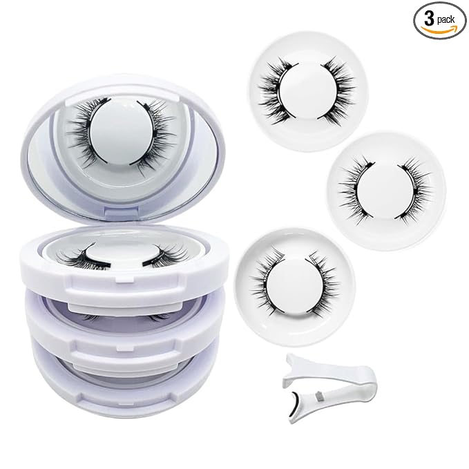 Meylora Magnetic Eyelashes with Applicator Natural Look, Reusable Eyelashes Magnetic Lashes, No Glue Needed Wispy False Lashes Kit Easy to Wear and Remove (Camellia+Devil+Simple)