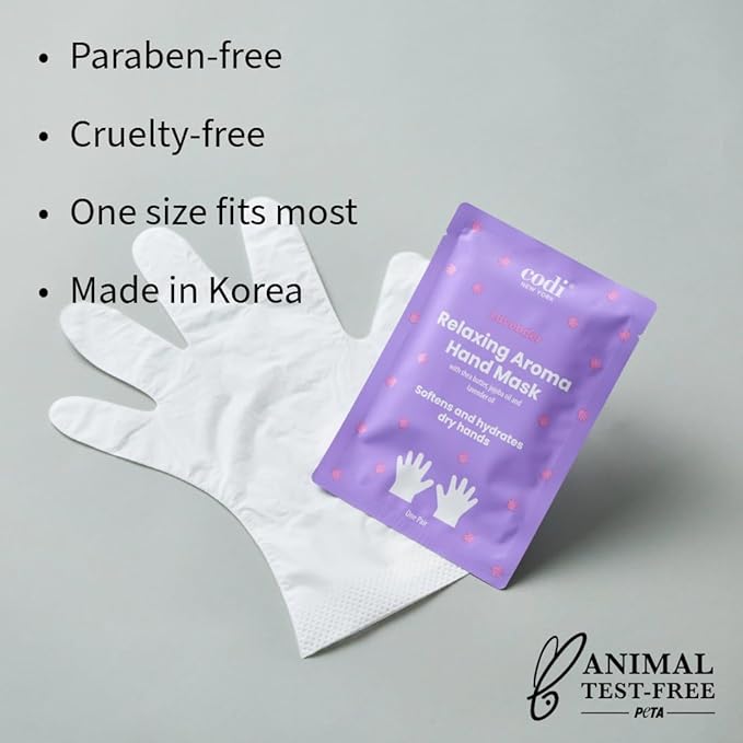 Relaxing Aroma Hand Mask, Home Spa Moisturizing Hand Gloves, 6 Pairs, For Dry Rough Hands, Hydrating Hand Treatment, Made in Korea (Peppermint + Lavender)