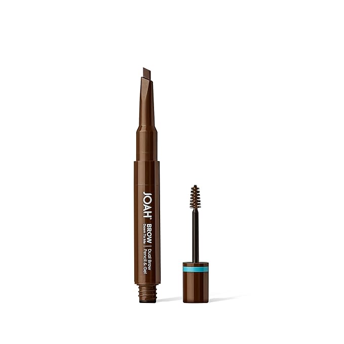JOAH Brow Down To Me Dual Brow Pencil and Gel, Triangular Tip, Tinted Gel, Long-Lasting Vegan Formula, Smudge-Free Pencil Tip, Lightweight, Water-Resistant, Brunette