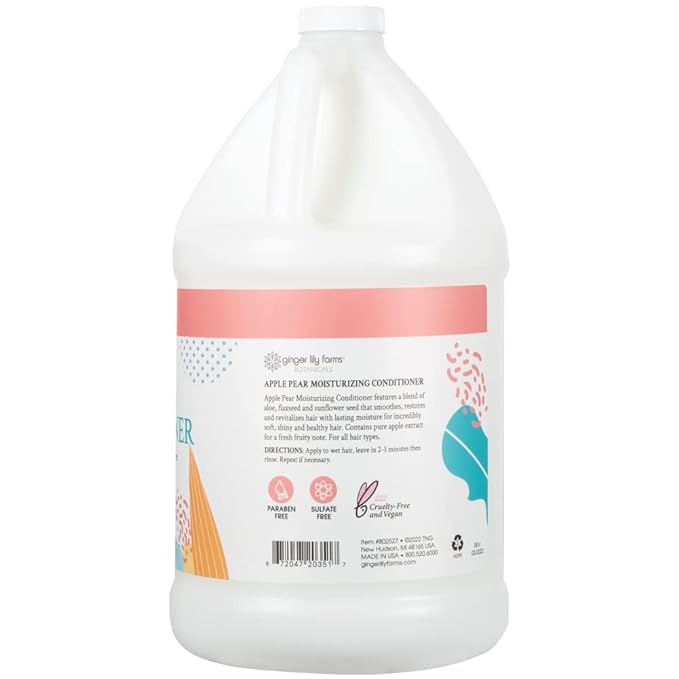 Ginger Lily Farms Botanicals Moisturizing Conditioner for Dry Hair, 100% Vegan & Cruelty-Free, Apple Pear Scent, 1 Gallon Refill (128 fl oz)
