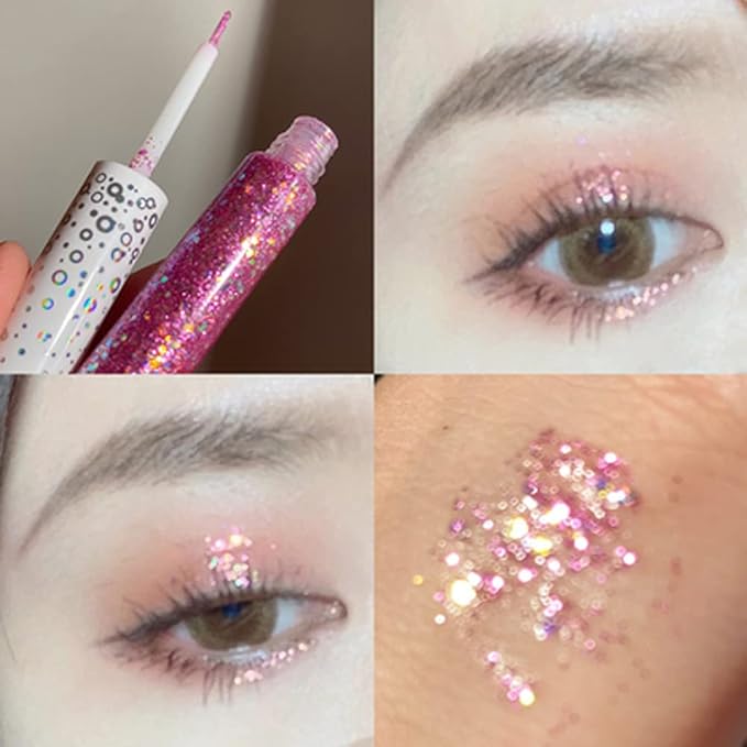 Liquid Glitter Eyeshadow & Eyeliner - Metallic Glitter Shimmer Eye Looks, Waterproof, Long Lasting & Quick-Drying Sparkling Eye Shadow Makeup - Euphoria 05