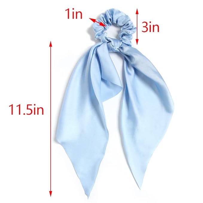 3PCS Hair Scarf Scruncheis for Women Knotted Bow Hair Ties Elastic Bands Satin Hair Ribbon Scrunchy Red Ponytail Holder for Women and Girls (Red Yellow Blue)