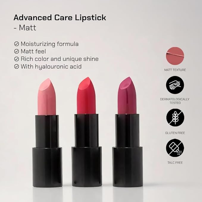 Radiant Professional Matte Lipstick for Women – Long Lasting Lipstick with Vitamin E, Hyaluronic Acid & UV Protection (UVA/UVB) – Advanced Care & Ultra Moisturizing Lip Stick – 218 SEDONA