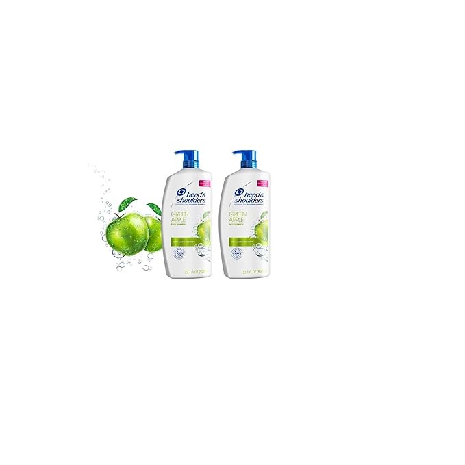 Head & Shoulders Anti-Dandruff Shampoo with 1% Pyrithione Zinc, Clinically Proven & Scalp Care Treatment, Fresh Green Apple Scent, 32.1 Fl Oz Each, 2 Pack
