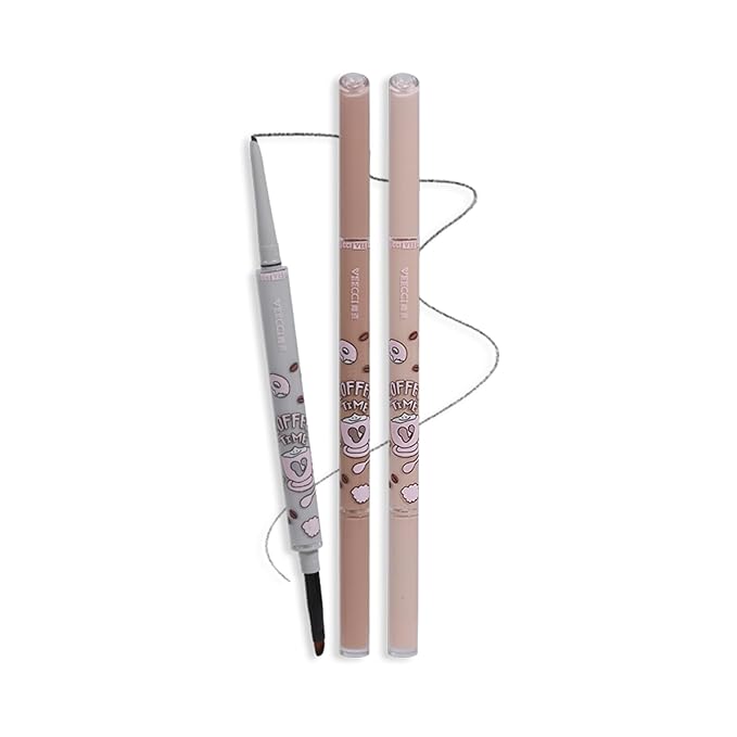 Waterproof Gel Eyeliner Pencil - Highly Pigmented, Smudge-proof, Ultra-Fine Tip for Precise Eye Makeup - Built-in Brush for Easy Application - Ideal for women & girls (03 Coffee)