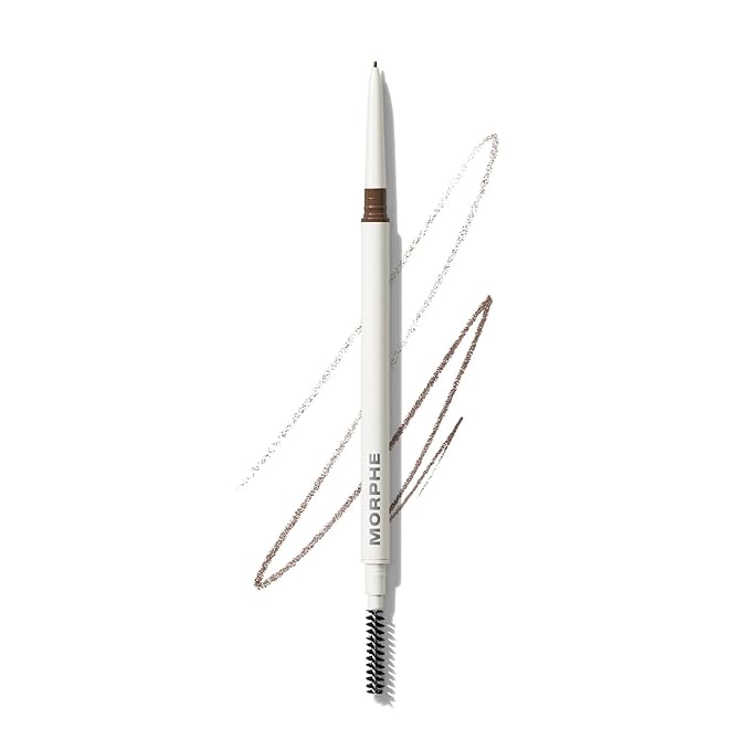 Morphe Nano Brow Pencil - Ultrafine Eyebrow Pencil for Hairlike Strokes - Precision Eye Makeup with Spoolie Brush for Natural Definition and Long-Lasting Wear - Cold Brew (0.001 oz)