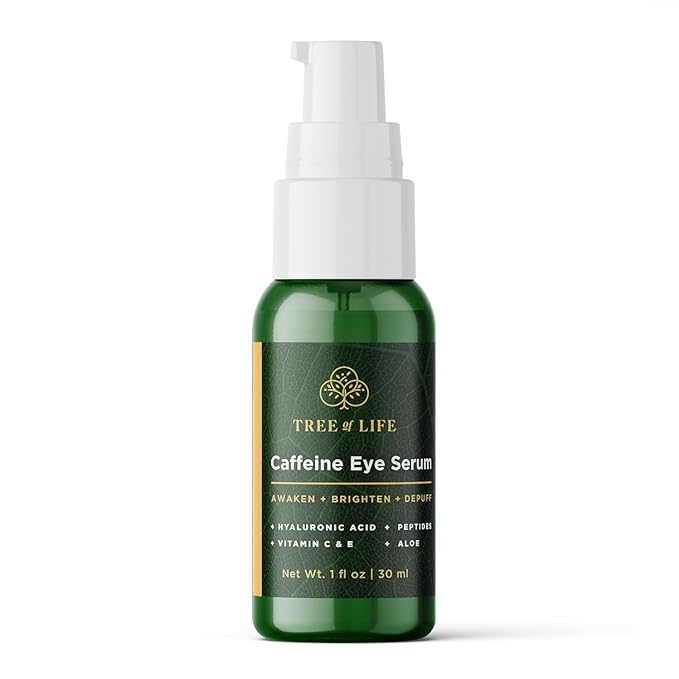 Tree of Life Facial Serum for Face - Skin Care Face Serums, Hydrating, Anti-Aging, Skin Care Duo Serums to Brightening Dark Spot, Smooth Dry & Sensitive Skins (Caffeine Eye Serum, 1oz)