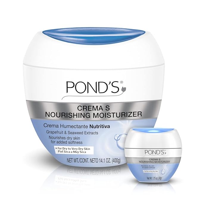 Pond's Nourishing Moisturizing Cream, Crema S, Fragrance Free, Ivory, 14.1 Oz (Pack of 2)
