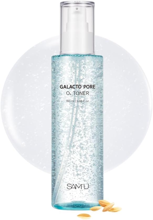 SAM'U Galacto Pore O2 Toner, Pore Refining & Hydrating Hyaluronic Acid Toner with PHA & Witch Hazel, Gentle Exfoliating Daily Care, Face Toner for Women, 6.08 fl oz