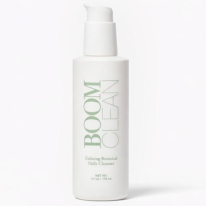 Boom Clean® Face Wash for Women | Calming Botanical Gentle Daily Facial Cleanser | pH-Balanced, Microbiome-Friendly Formula | Hydrating Aloe, Chamomile & Green Tea | Vegan, Cruelty-Free (4 oz)