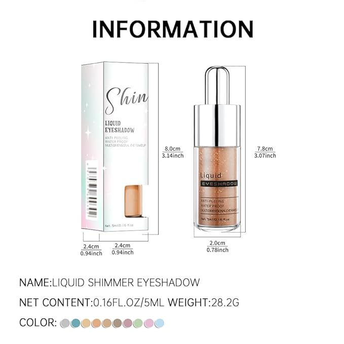 Orange Gold Shimmer Liquid Eyeshadow, High Pigment Blendable Eye Makeup for Older Women, Long Lasting Lightweight Travel Friendly Buildable, Suitable for All Eye Shapes, Glitter Finish 04#