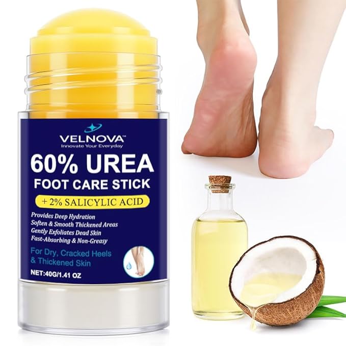 60% Urea Foot Care Stick with 2% Salicylic Acid – Maximum Strength Callus Remover & Foot Cream for Dry Cracked Heels – Exfoliating Moisturizer, Non-Greasy – 1.41 oz