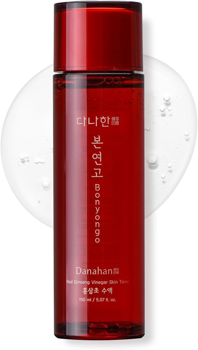 DANAHAN Korean Red Ginseng Vinegar Toner for Dry & Mature Skin - Rich Hydrating Essence with 6-Year Fermented Ginseng + Niacinamide + Adenosine for Glass Skin Glow, Bonyongo Hanbang, 5.07 fl oz