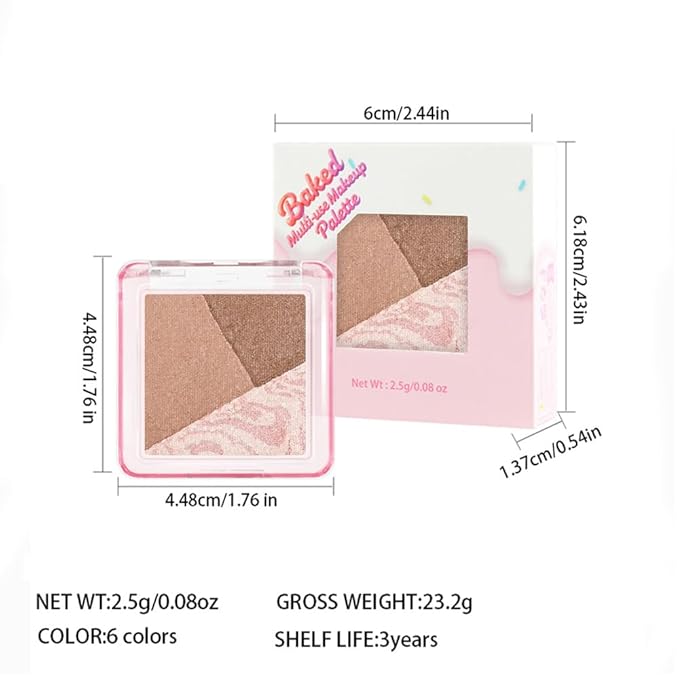 Eyeshadow Palette-Mini 3-in-1 Eye Shadow Powder Palettes Makeup-Matte&Shimmer Baked Eye Shadow for Women，paleta de sombras de ojos，Buildable Smooth Silky Waterproof for Daily Looks，06 Brown Champagne