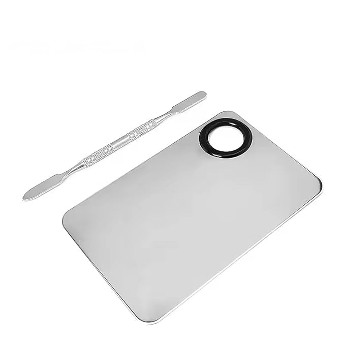 1 Set of Portable Small Square Makeup Mixing Palette, With Stainless Steel Durable Spatula Rod for Liquid Cream Foundation Mixing Tray Beauty Tools (Small square color palette)