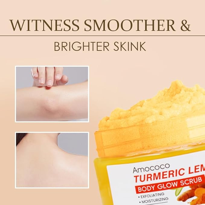 3Packs Turmeric Lemon Body Scrub, Deep Cleansing Exfoliator with Armpit Detox & Moisturization, 3.53oz*3