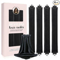Heatless Hair Curls Overnight Curler - 4 Pcs Curling Rod to Sleep In, Velvet Hair Rollers with Satin Hair Scarf (Black)