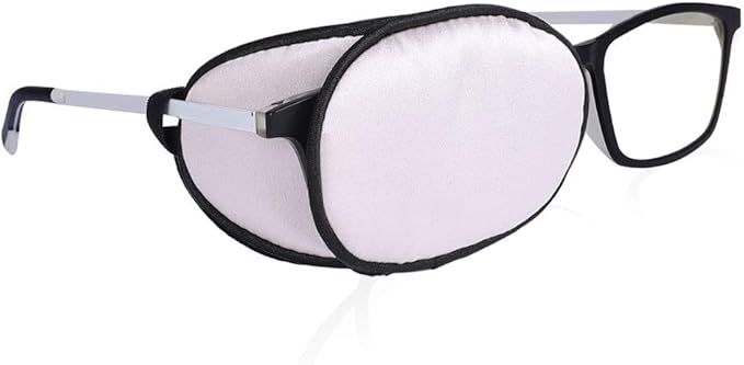 eZAKKA Eye Patches for Adults Kids Eye Patch for Glasses Silk Patch for Lazy Eye Amblyopia Strabismus and After Surgery (Light Pink + Black)