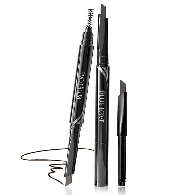 BLUE LOVE Eyebrow Pencil with Refillable Replacement Pack – Long-Lasting, Smudge-Proof, Waterproof, and Natural Finish for All Skin Types (01 Black)